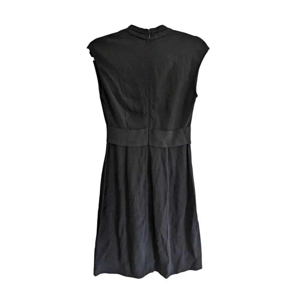 KATE SPADE Villa Crepe Dress Brighton Black Bow / Tie Waist Cap Sleeve Sz 0